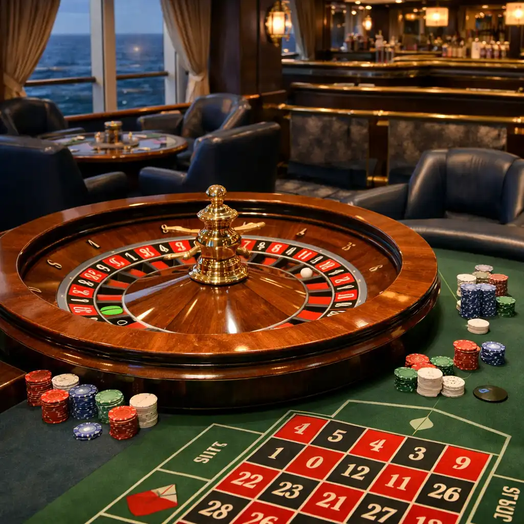 Stół ruletki we wnętrzu casino na statku wycieczkowym